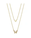 Unwritten Gold Flash Plated Polished And Cubic Zirconia Butterfly Layer Necklace, 16" + 2" Extender In Gold