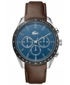 LACOSTE MEN'S BOSTON BROWN LEATHER STRAP WATCH 42MM