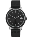LACOSTE 12.12 BLACK SILICONE STRAP WATCH 44MM WOMEN'S SHOES