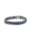 David Yurman Men's Woven Box Chain Bracelet In Sterling Silver With Blue Nylon/8mm In Blue/silver