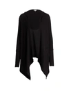 Splendid Women's Hooded Draped Thermal Cardigan In Black