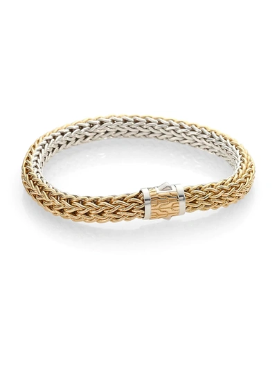John Hardy Classic Chain 18k Yellow Gold & Sterling Silver Reversible Woven Bracelet/0.3"