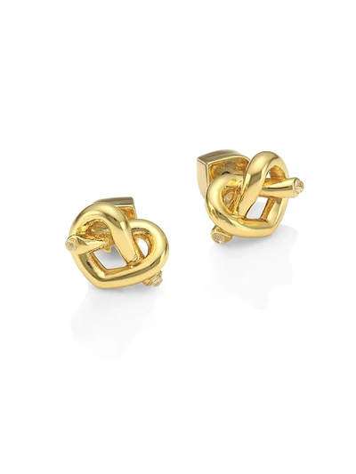 Kate Spade Crystal Accented Love Knot Stud Earrings In Gold-tone