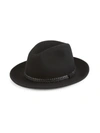 SAKS FIFTH AVENUE MEN'S COLLECTION WOOL & LEATHER BRAID FEDORA,0400011132932