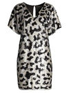 AIDAN MATTOX WOMEN'S SEQUINED LEOPARD V-NECK DRESS,0400011341393