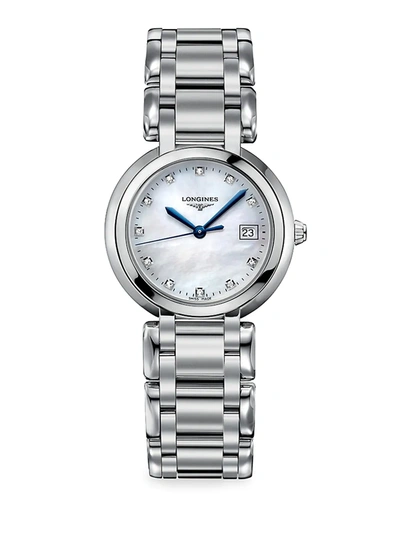 Longines Ladies Primaluna Stainless Steel And Diamond Watch In Silver
