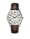 LONGINES MEN'S MASTER COLLECTION ROUND LEATHER STRAP WATCH,400620177333