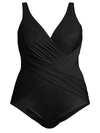 Miraclesuit Swim, Plus Size V-neck Illusionists Crossover One-piece Swimsuit In Black