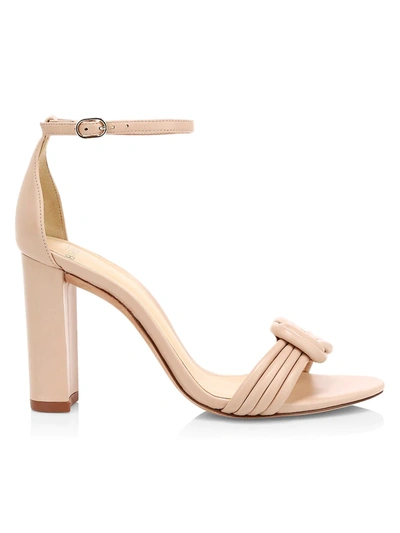 Alexandre Birman Vicky Knotted Leather Block-heel Sandals In Nude