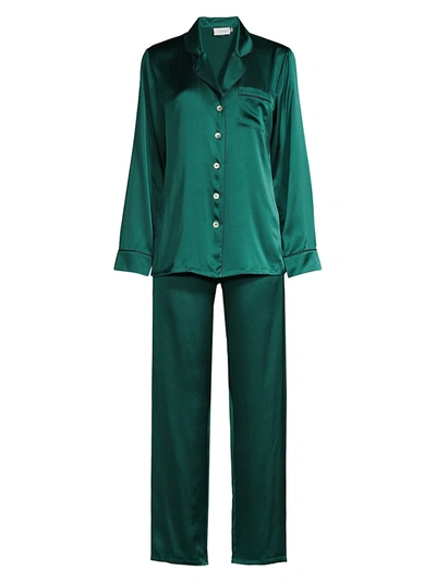 Ginia Fine Finishes Two-piece Silk Pyjama Set In Emerald