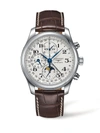 LONGINES MEN'S MASTER COLLECTION 36MM STAINLESS STEEL CHRONOGRAPH ALLIGATOR LEATHER STRAP WATCH,400647165955