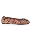 TORY BURCH MINNIE SNAKESKIN-EMBOSSED LEATHER BALLET FLATS,0400011789967