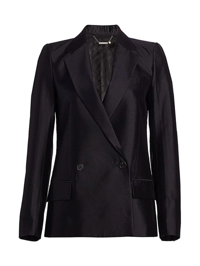 Givenchy Double-breasted Wool-silk Structured Blazer In Navy