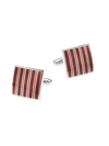 CUFFLINKS, INC MEN'S OX & BULL TRADING CO, RED AND GRAY STRIPED SQUARE CUFFLINKS,0400012138635