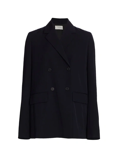 The Row Orla Double Breasted Wool Jacket In Dark Navy