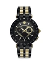 Versace V-race Ip Black Yellow Gold Two-tone Bracelet Strap Watch