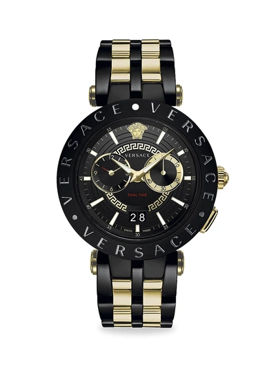 Versace V-race Ip Black Yellow Gold Two-tone Bracelet Strap Watch