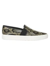 Vince Blair Snakeskin-embossed Leather Slip-on Sneakers In Militaire