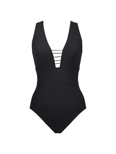 Amoressa By Miraclesuit Northern Lights Aurora Beaded One-piece Swimsuit In Black