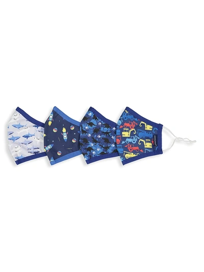 Andy & Evan Kid's Printed 4-piece Face Mask Set In Navy