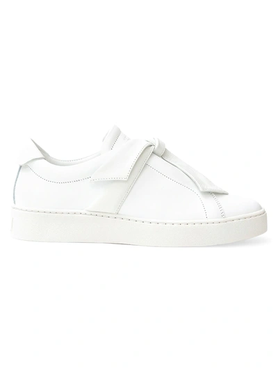 Alexandre Birman Clarita Bow-embellished Leather Slip-on Trainers In White