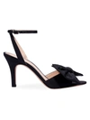 Kate Spade Gloria Satin Bow Ankle-strap Pumps In Black