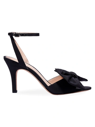 Kate Spade Gloria Satin Bow Ankle-strap Pumps In Black