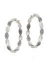 ADRIANA ORSINI EDGY RHODIUM & BLACK RUTHENIUM-PLATED STERLING SILVER AND CUBIC ZIRCONIA SCALLOPED HOOP EARRINGS,400013020627