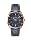 Ferragamo Evolution Rose Goldplated Leather Strap Watch In Blue