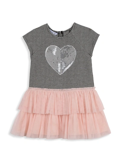 Pippa & Julie Baby Girl's Tierred Mesh Skirt & Sequin Heart Dress In Gray/pink