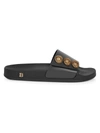 Balmain Embossed-button Slides In Black