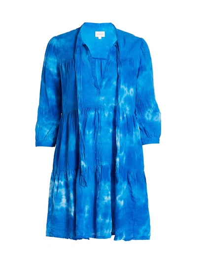Honorine Giselle Tiered Tie-dyed Cotton Dress In Ocean