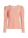 NATION LTD WOMEN'S CLARA PUFF-SHOULDER PIMA COTTON T-SHIRT,0400013368986