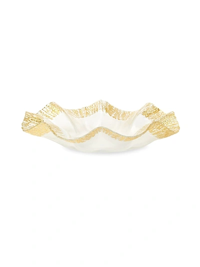 Vietri Ruffle Glass Serving Platter In Gold