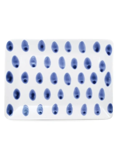 Vietri Viva Santorini Ceramic Dot Small Rectangular Platter In Blue