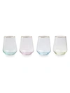 VIETRI RAINBOW 4-PIECE ASSORTED STEMLESS WINE GLASSES,400012460024