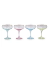 VIETRI RAINBOW 4-PIECE ASSORTED COUPE CHAMPAGNE GLASS SET,400012459999