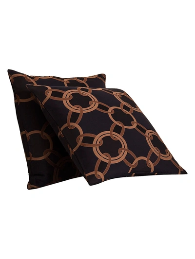 Frette Lux Chains Silk-cotton Decorative Cushion In Black Chestnut