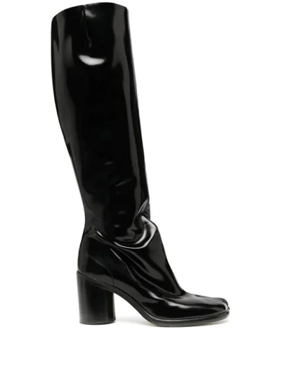 Maison Margiela Tabi 80mm Glossed-leather Boots In Black