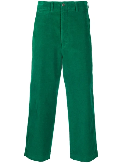 Gucci Cat-embroidered Wide-leg Trousers In Green