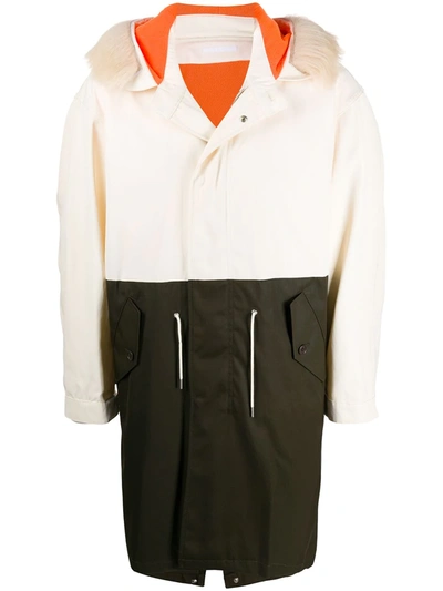 Helmut Lang Bi-colour Oversized Parka In White