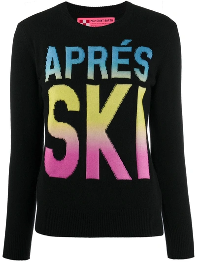 Mc2 Saint Barth Black Woman Sweater Aprés Ski Degrade Writing