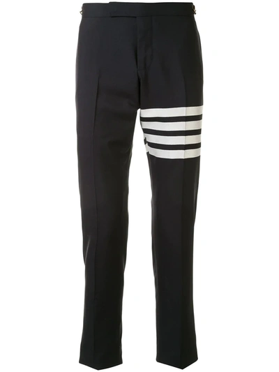 Thom Browne Navy 4-bar Backstrap Trousers In Blue