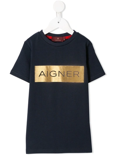 Aigner Logo-print Short-sleeve T-shirt In Blue