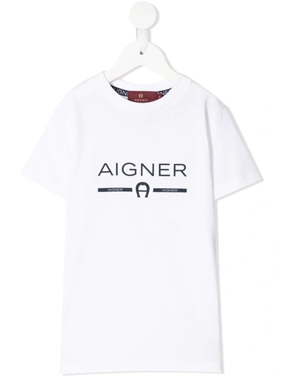 Aigner Kids' Logo-print Short-sleeve T-shirt In White