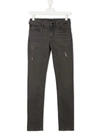 EMPORIO ARMANI DISTRESSED MID-RISE SKINNY JEANS