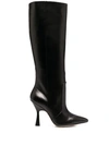 Stuart Weitzman Stretch-leather Knee Boots In Black