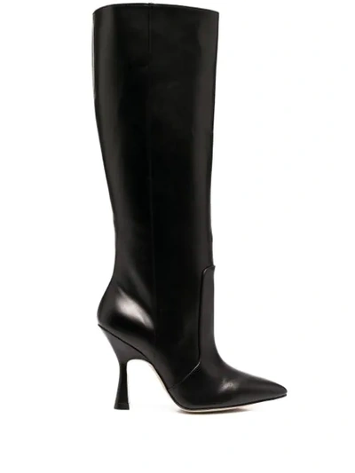 Stuart Weitzman Stretch-leather Knee Boots In Black