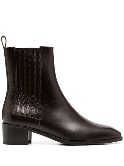 Aeyde Neil 40 Brown Leather Chelsea Boots In Chocolate