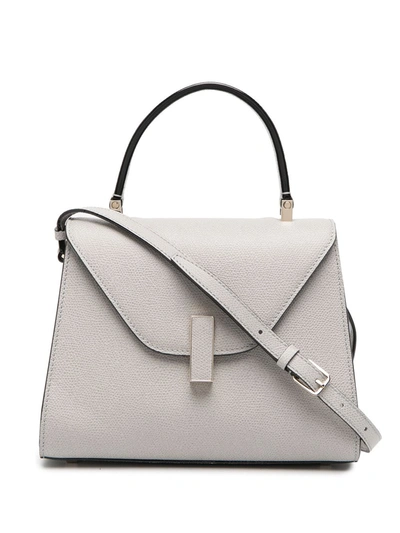 Valextra Iside Leather Tote In Grey